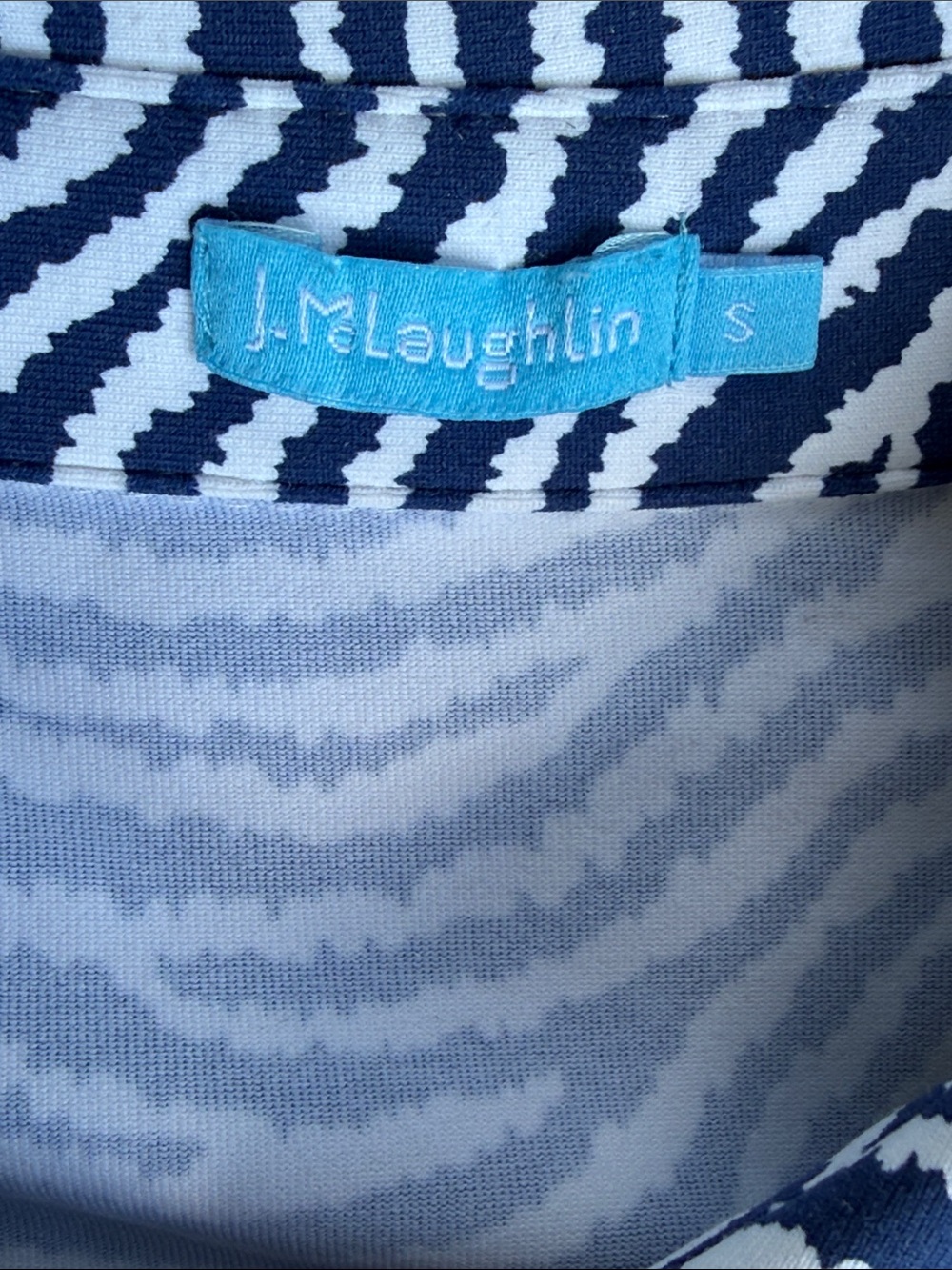 J. McLaughlin Catalina Cloth Navy/White Wave Print Pullover Shirtdress Small - Picture 2 of 12
